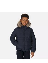 Childrens/Kids Faux Fur Trim Parka - Navy - Navy