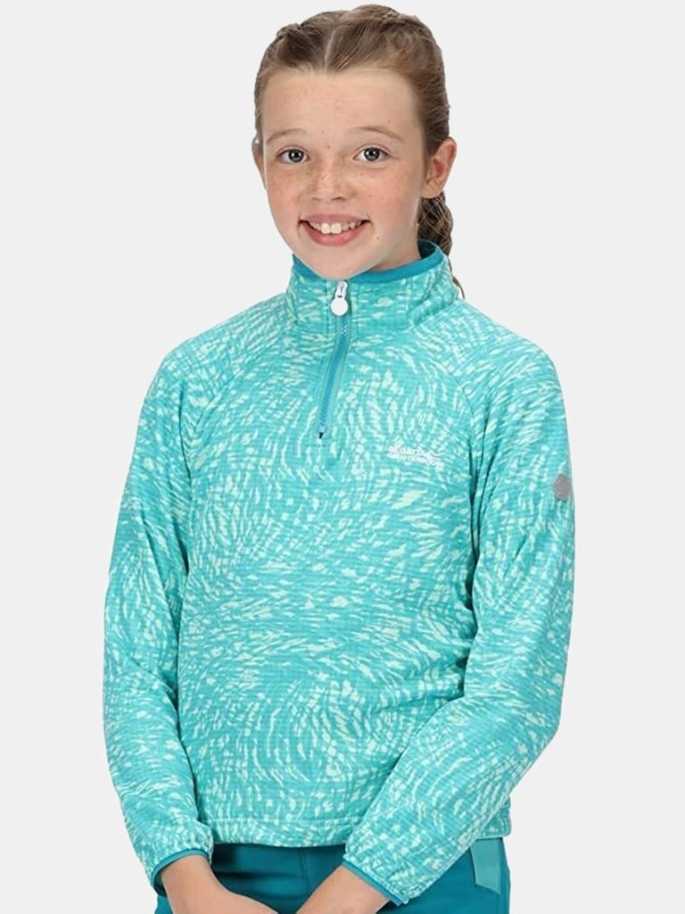 Childrens/Kids Highton Animal Print Half Zip Fleece Jacket - Turquoise
