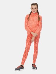 Childrens/Kids Highton Animal Print Half Zip Fleece Top - Fusion Coral