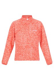 Childrens/Kids Highton Animal Print Half Zip Fleece Top - Fusion Coral - Fusion Coral