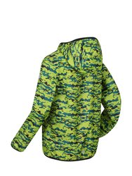 Childrens/Kids Lever Camo Packaway Waterproof Jacket - Bright Kiwi