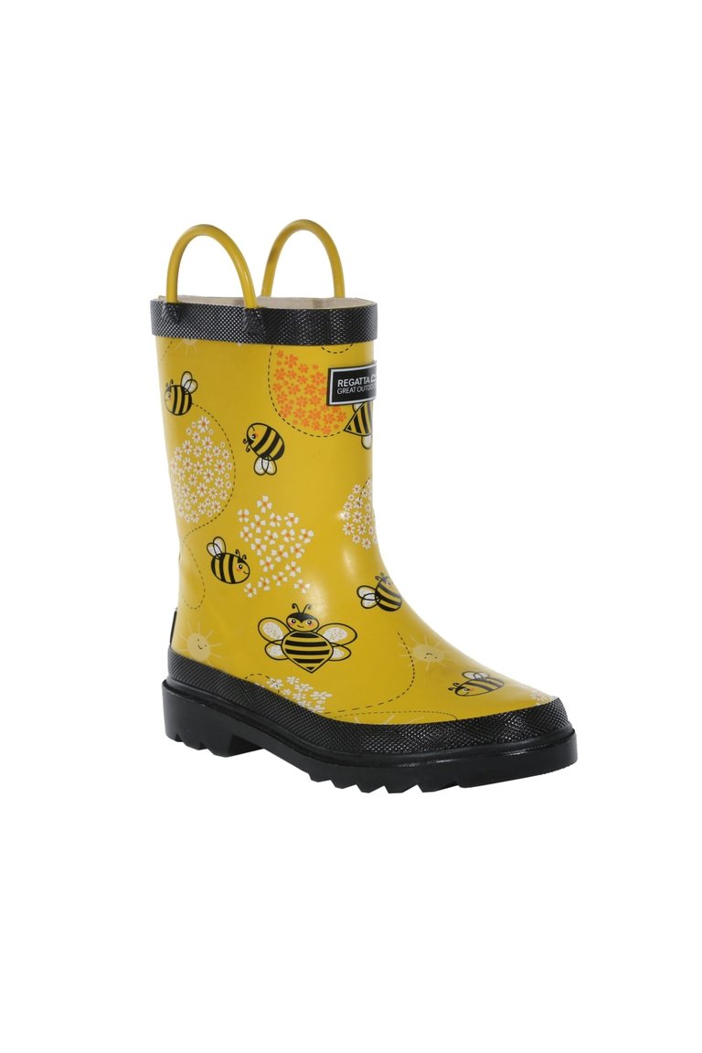 Childrens/Kids Minnow Bee Galoshes - Maize Yellow Bee