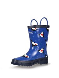 Childrens/Kids Minnow Patterned Wellington Boots - Sharks/Nautic