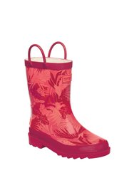 Childrens/Kids Minnow Patterned Wellington Boots - Unicorn/Red Ochre - Unicorn/Red Ochre