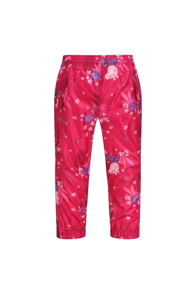 Childrens/Kids Pack It Floral Peppa Pig Waterproof Over Trousers - Pink Fusion