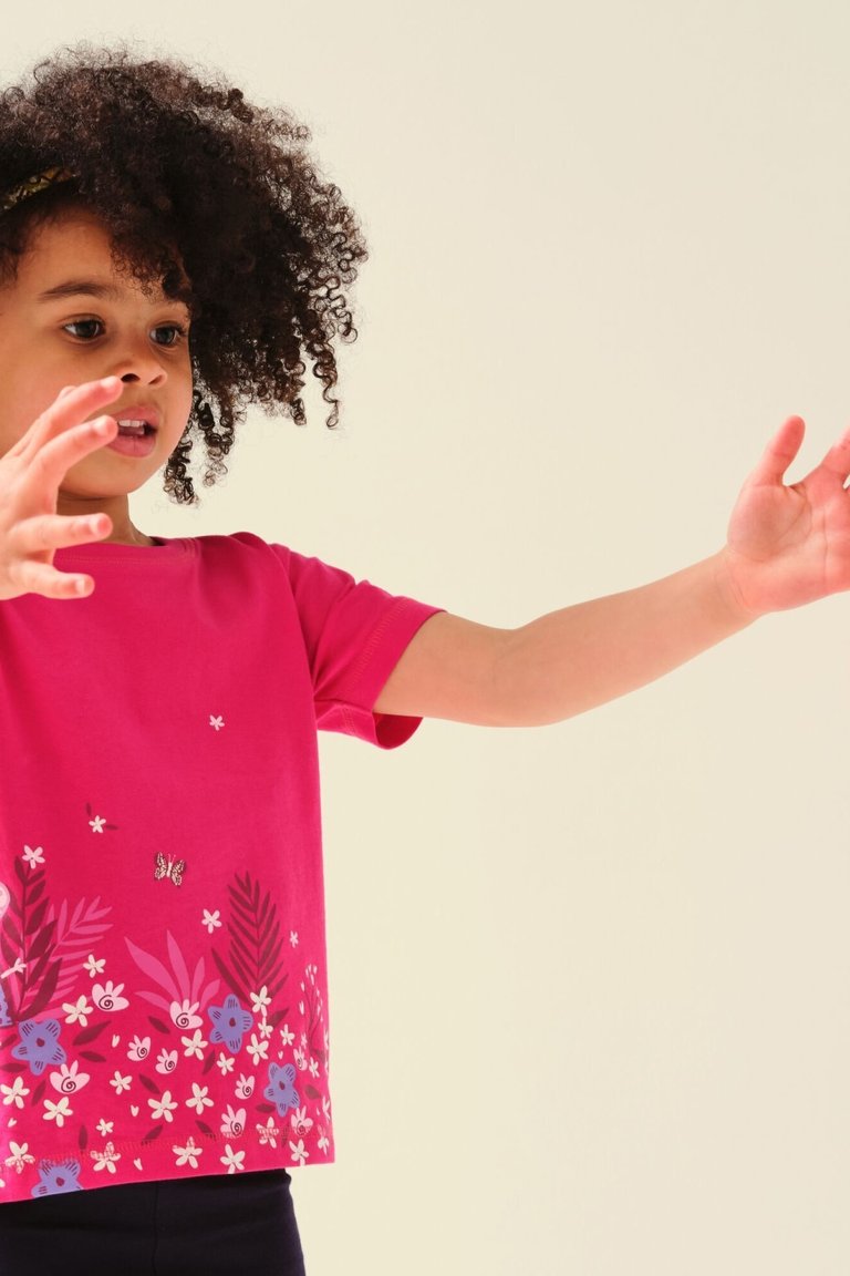 Childrens/Kids Peppa Pig Flower Short-Sleeved T-Shirt - Pink Fusion