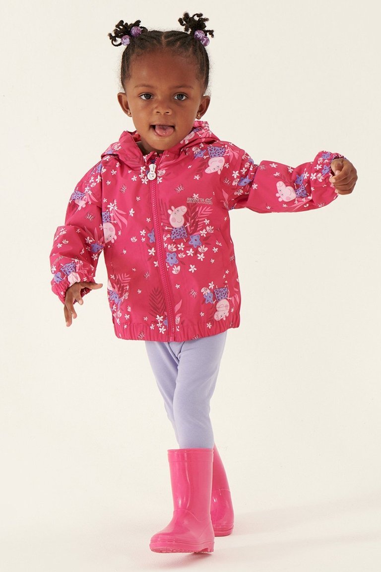 Childrens/Kids Peppa Pig Flowers Waterproof Jacket - Pink Fusion
