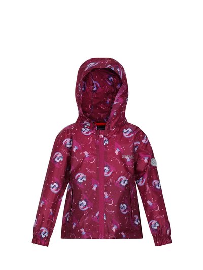 Regatta Childrens/Kids Peppa Pig Packaway Waterproof Jacket - Raspberry Radiance product