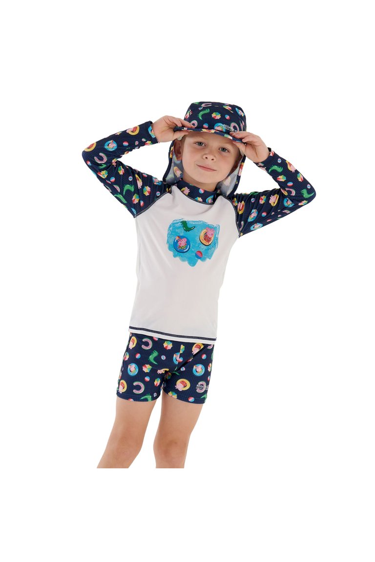 Childrens/Kids Peppa Pig Rash Guard Suit - Navy/White