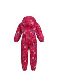 Childrens/Kids Pobble Peppa Pig Floral Waterproof Puddle Suit - Pink Fusion