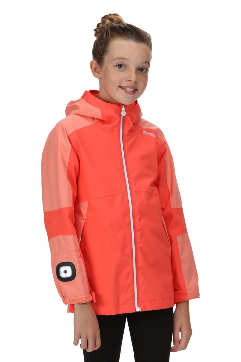 Childrens/Kids Rayz Waterproof Jacket - Neon Peach/Fusion Coral - Neon Peach/Fusion Coral