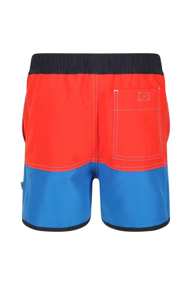 Childrens/Kids Sergio Swim Shorts - Fiery Red/Imperial Blue