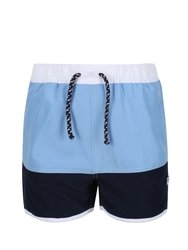 Childrens/Kids Sergio Swim Shorts - Powder Blue/Navy