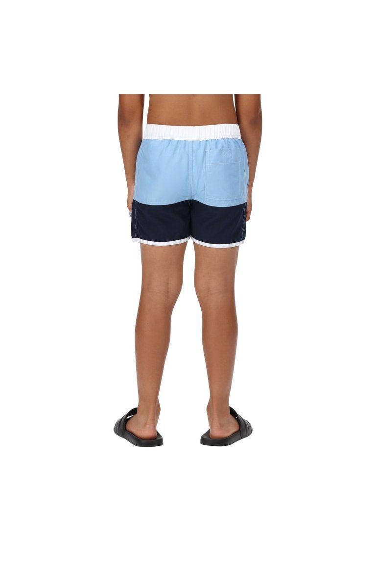 Childrens/Kids Sergio Swim Shorts - Powder Blue/Navy