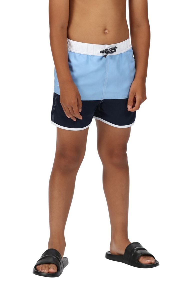 Childrens/Kids Sergio Swim Shorts - Powder Blue/Navy - Powder Blue/Navy