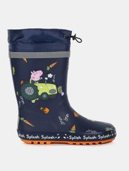 Childrens/Kids Splash Peppa Pig Galoshes - Navy/Orange/Green