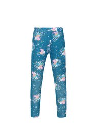 Childrens/Kids Umbrella Peppa Pig Leggings - Pack Of 2 - Aruba Blue/Pink Fusion