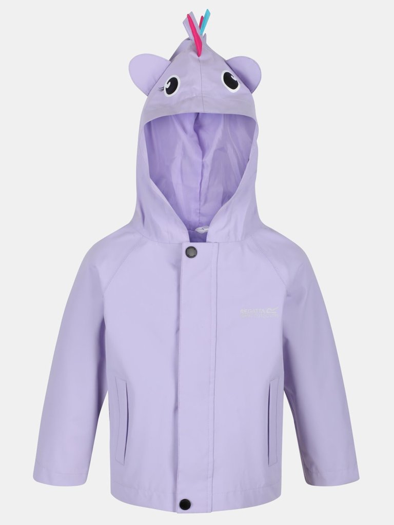 Childrens/Kids Unicorn Waterproof Jacket - Lilac