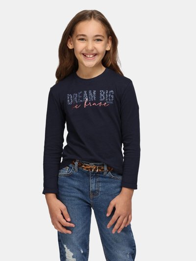 Regatta Childrens/Kids Wenbie III Slogan Long-Sleeved T-Shirt - Navy product