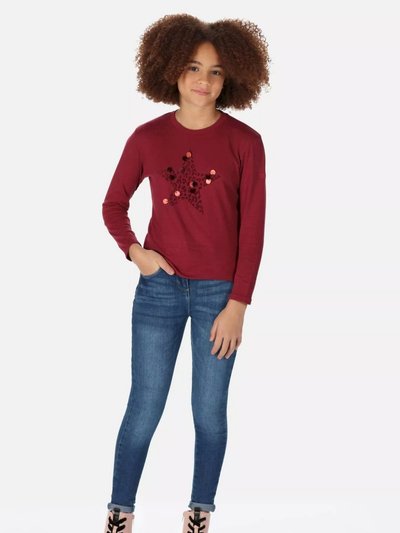 Regatta Childrens/Kids Wenbie III Stars Long-Sleeved T-Shirt - Dark Pimento product