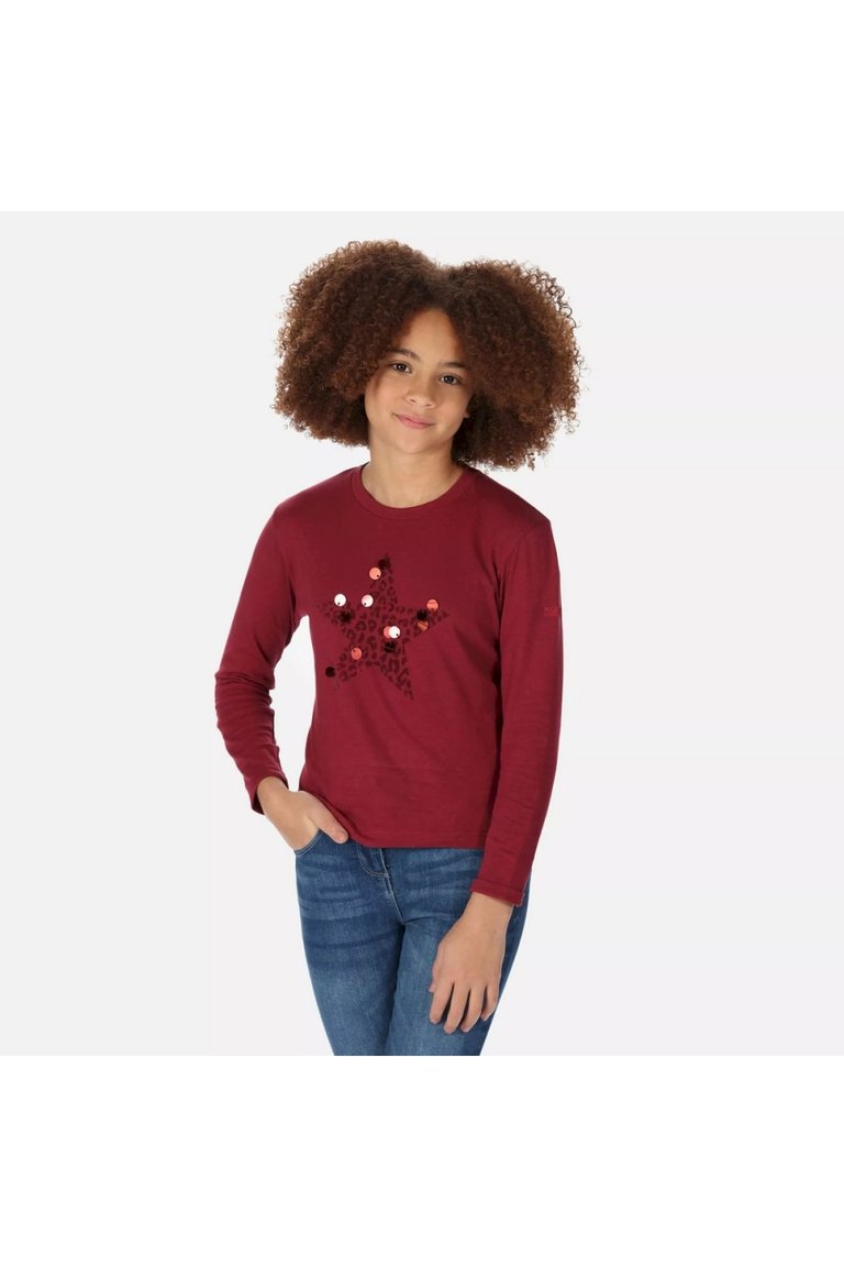 Childrens/Kids Wenbie III Stars Long-Sleeved T-Shirt - Dark Pimento