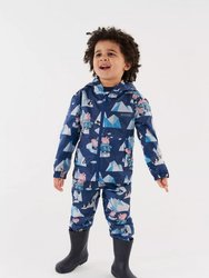 Childrens/Kids Winter Scene Peppa Pig Packaway Waterproof Trousers - Space Blue