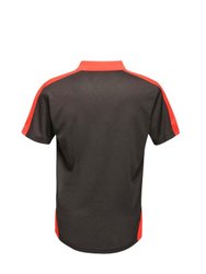Contrast Coolweave Pique Polo Shirt - Black/Classic Red