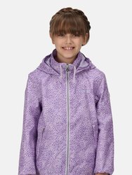 Girls Catkin Animal Print Waterproof Jacket - Pastel/Lilac