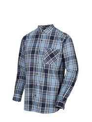 Great Outdoors Mens Lazare Long Sleeve Checked Shirt - Navy