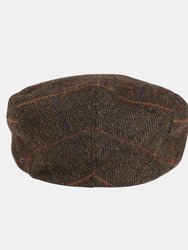 Mens Acre Checked Tweed Driving Cap - Brown