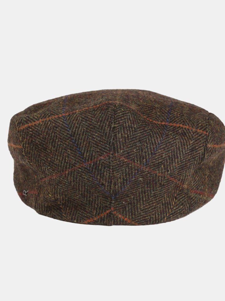 Mens Acre Checked Tweed Driving Cap - Brown