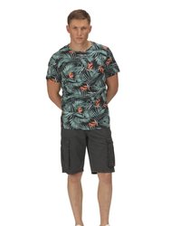 Mens Cline VI Hawaiian Cotton T-Shirt - Navy