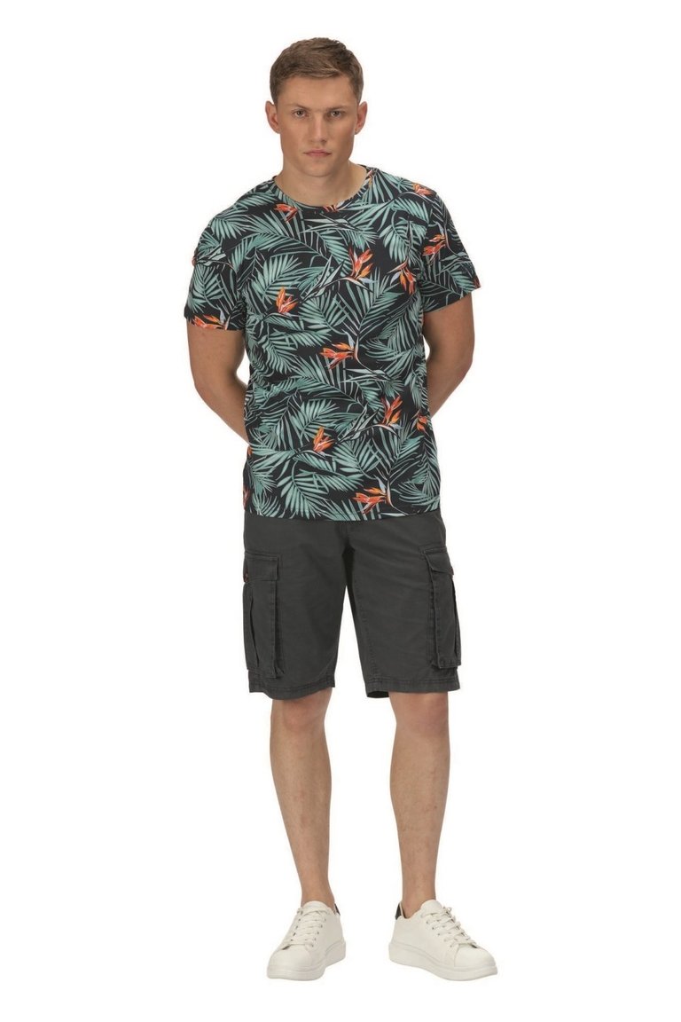 Mens Cline VI Hawaiian Cotton T-Shirt - Navy