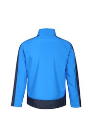 Mens Contrast 3 Layer Softshell Full Zip Jacket - Light Blue/Black Blue
