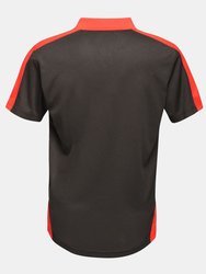 Mens Contrast Coolweave Polo Shirt- Black/Classic Red