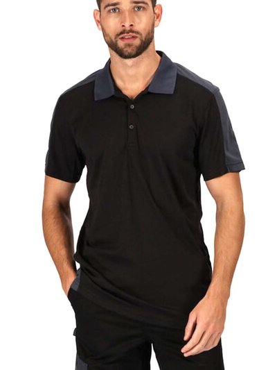 Regatta Mens Contrast Coolweave Polo Shirt - Black/Seal Gray product