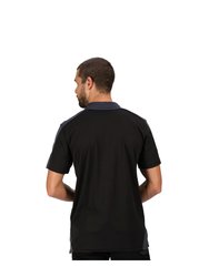 Mens Contrast Coolweave Polo Shirt - Black/Seal Gray