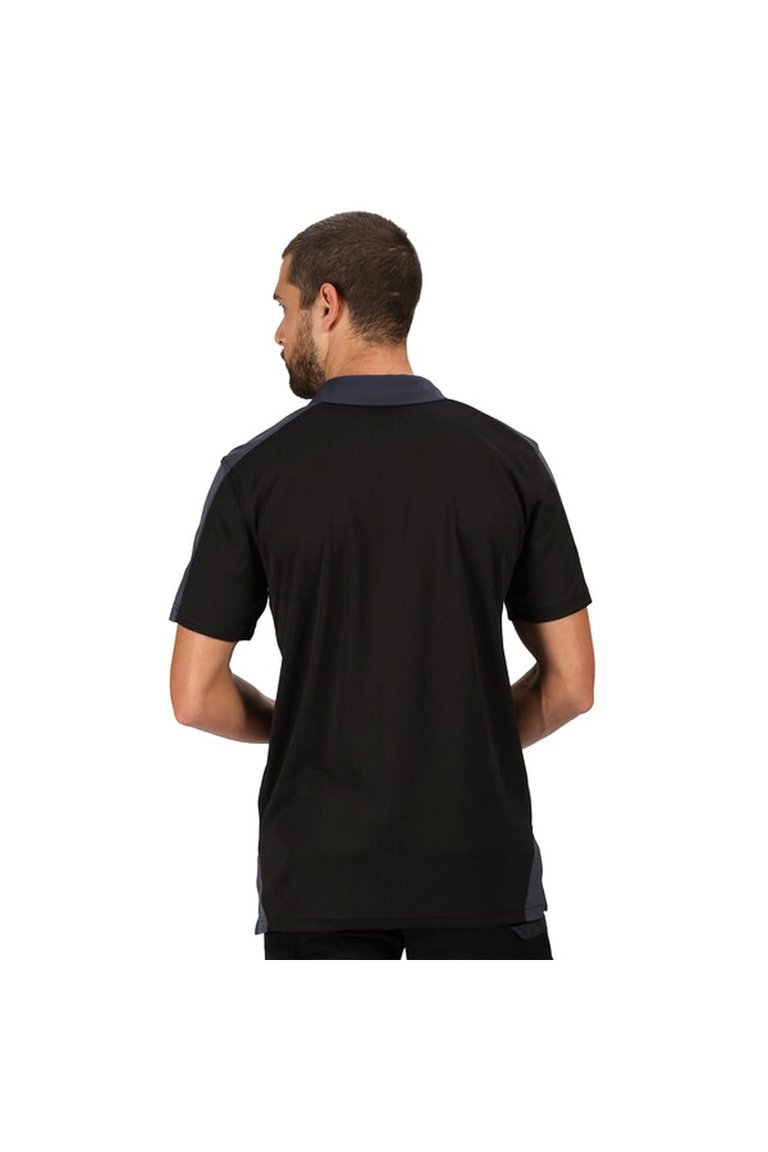 Mens Contrast Coolweave Polo Shirt - Black/Seal Gray