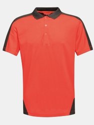 Mens Contrast Coolweave Polo Shirt - Classic Red/Black
