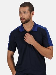 Mens Contrast Coolweave Polo Shirt - Navy/New Royal