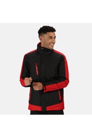 Mens Contrast Full Zip Jacket - Graphite Black/Raspberry Red