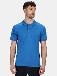 Mens Coolweave Short Sleeve Polo Shirt - Oxford Blue