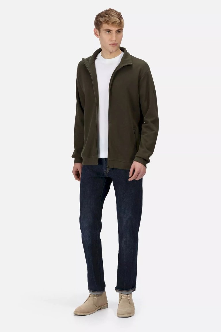 Mens Felton Sustainable Full Zip Fleece Jacket - Dark Khaki - Dark Khaki