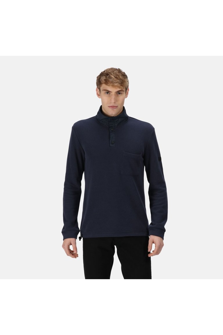 Mens Galino Button Detail Sweatshirt - Navy - Navy