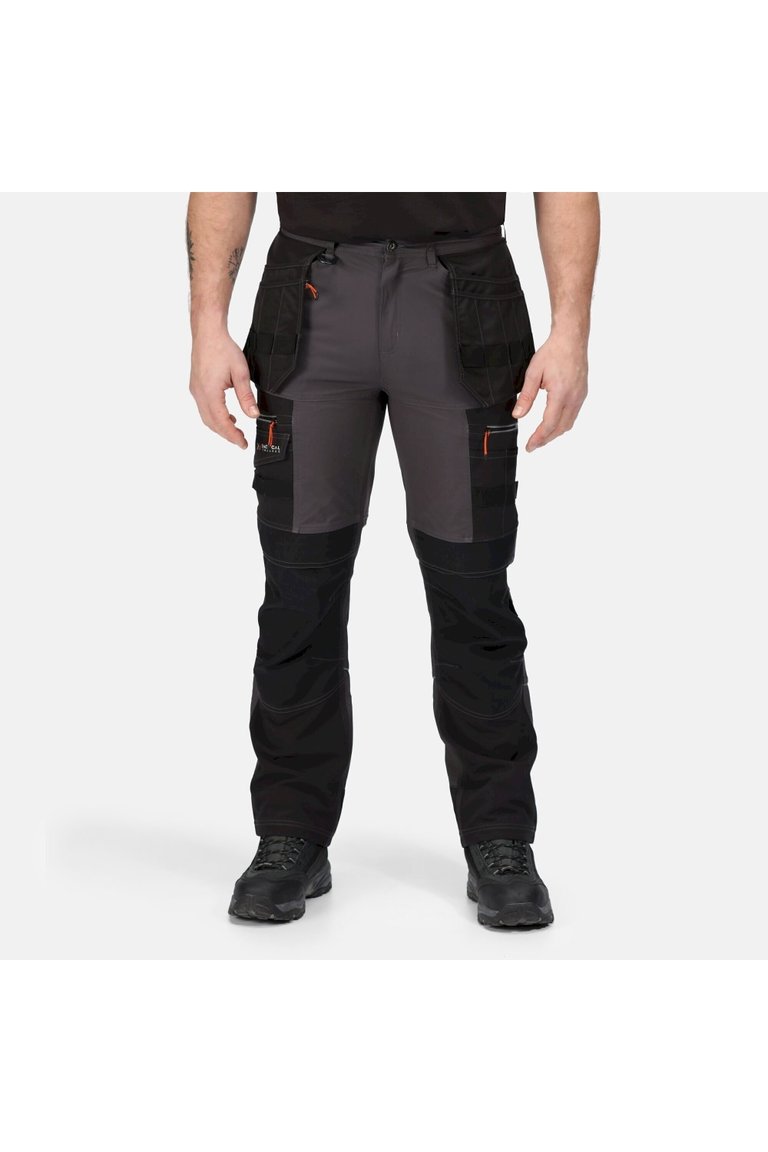 Mens Infiltrate Softshell Stretch Work Trousers - Iron/Black - Iron/Black