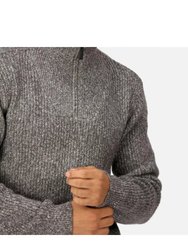 Mens Kaison Marl Knitted Half Zip Sweater - Dark Grey