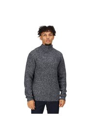 Mens Kaison Marl Knitted Half Zip Sweater - Navy