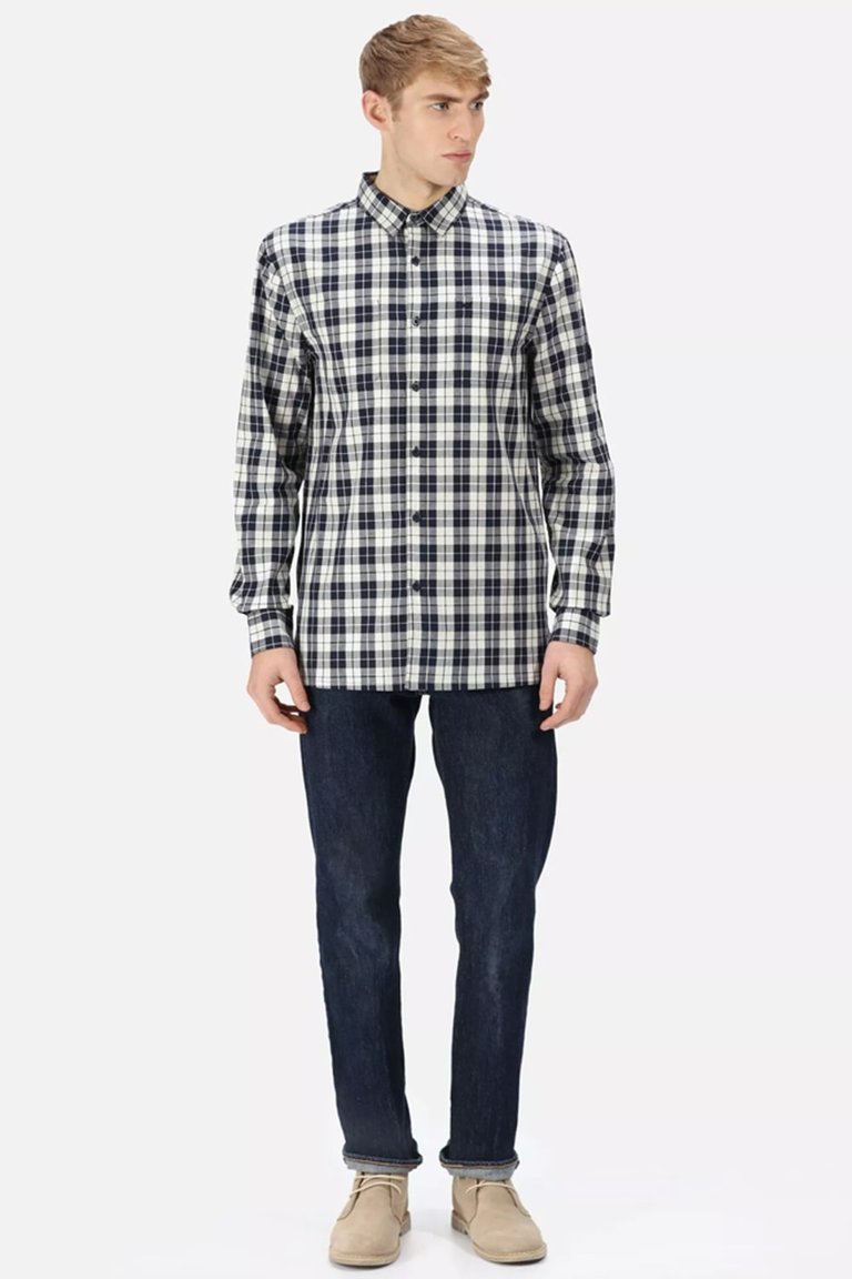 Mens Lance Checked Shirt - Navy - Navy