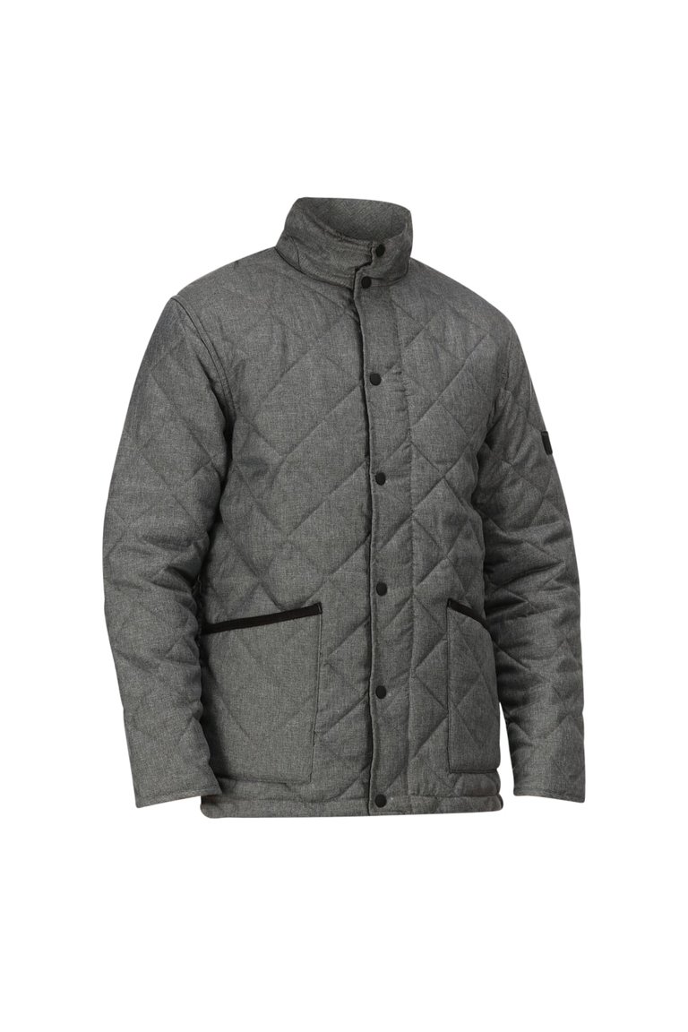 Mens Londyn Wool Effect Padded Jacket - Dark Grey Marl