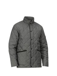 Mens Londyn Wool Effect Padded Jacket - Dark Grey Marl